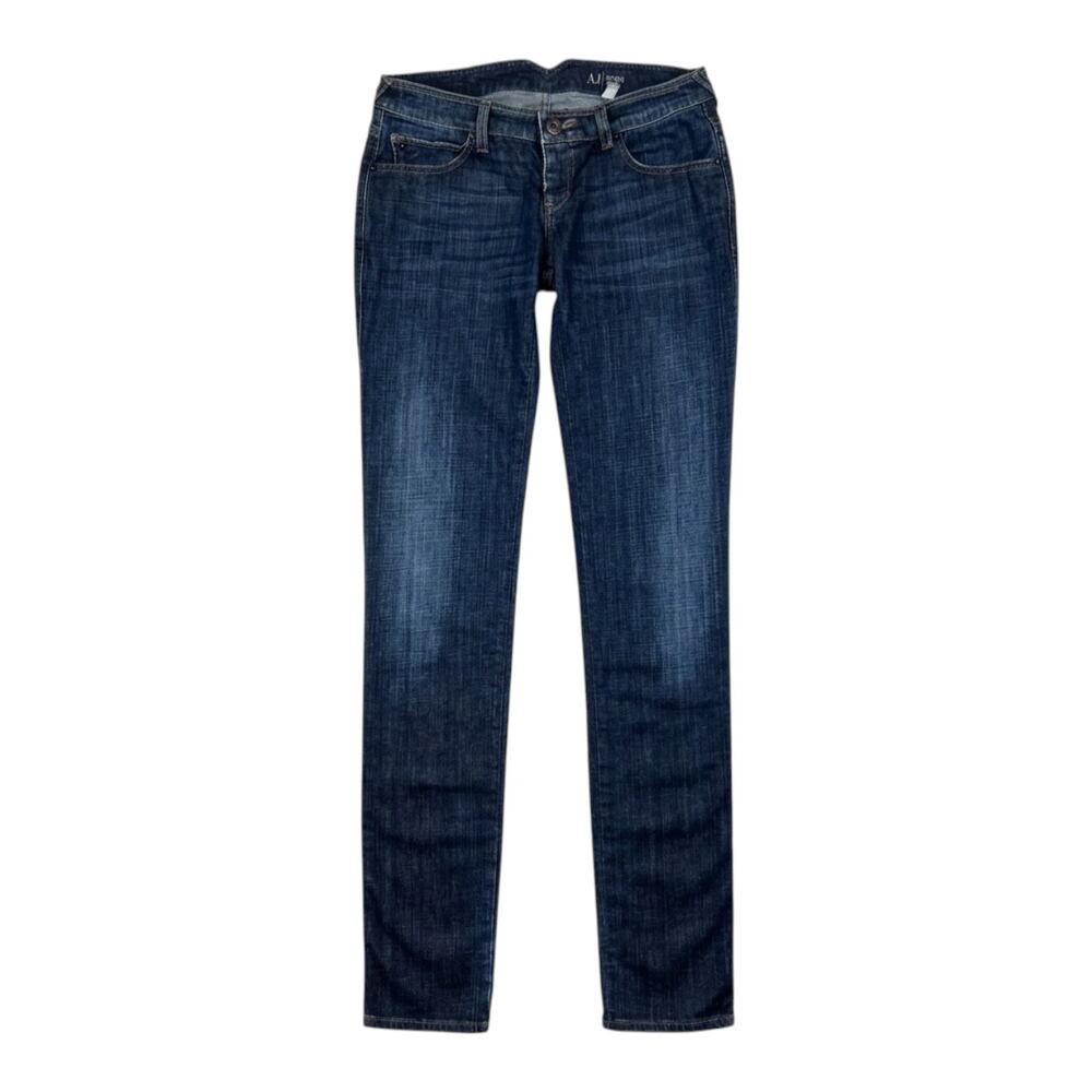 Armani Jeans Skinny Fit Red Heart Emblem Pocket Blue Denim Jeans | Size 27
